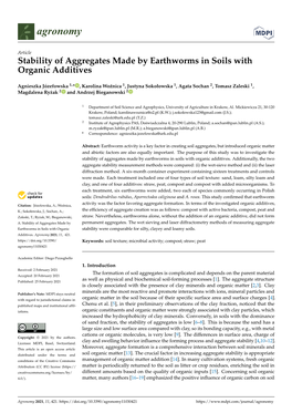 Stability of Aggregates Made by Earthworms in Soils with Organic Additives