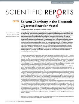 Solvent Chemistry in the Electronic Cigarette Reaction Vessel R