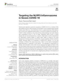 Targeting the NLRP3 Inflammasome in Severe COVID-19