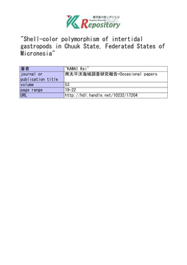 Shell-Color Polymorphism of Intertidal Gastropods in Chuuk State, Federated States of Micronesia