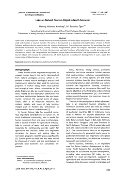 Lakes As Natural Tourism Object in North Sulawesi Henny Johanna Kambey1, M. Sasmito Djati 2