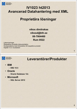 IV1023 Ht2013 Avancerad Datahantering Med XML