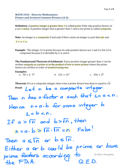 Discrete Mathematics Primes and Greatest Common Divisors (4.3)