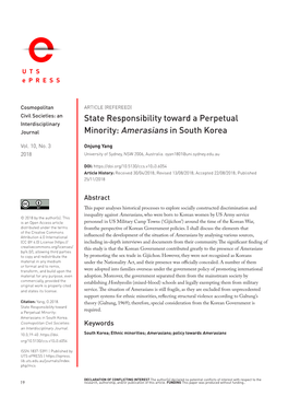 State Responsibility Toward a Perpetual Minority: Amerasians In