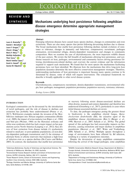 Mechanisms Underlying Host Persistence Following Amphibian Disease Emergence Determine Appropriate Management Strategies