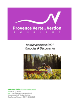 Dossier De Presse 2021 Vignobles & Découvertes