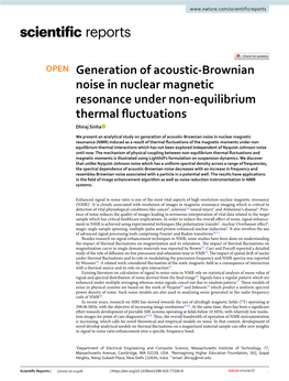 Generation of Acoustic-Brownian Noise in Nuclear Magnetic