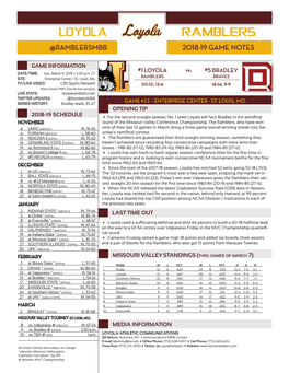 Loyola Ramblers @Ramblersmbb 2018-19 Game Notes