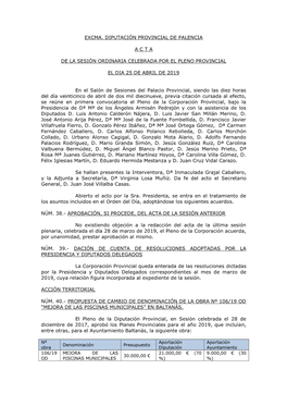 Acta Pleno Ordinario De 25 De Abril De 2019