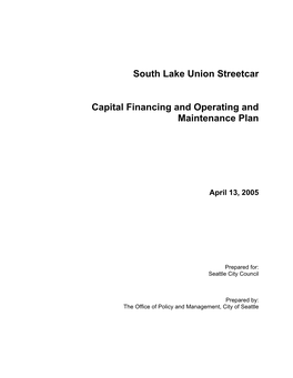 Creative Financing for Seattle's South Lake Union Streetcar
