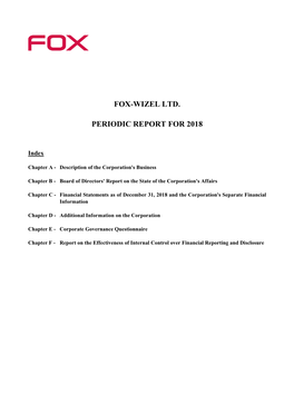 Fox-Wizel Ltd. Periodic Report for 2018