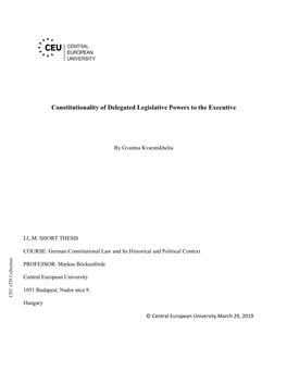 Constitutionality of Delegated Legislative Powers to the Executive