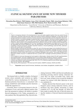 Clinical Significance of Some New Thyroid Parameters