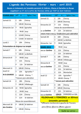 L'agenda Des Paroisses