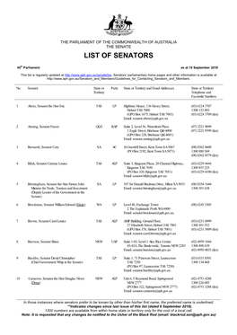 List of Senators