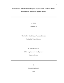 Indirect Effects of Freshwater Discharges on Seagrass Beds in Southwest Florida