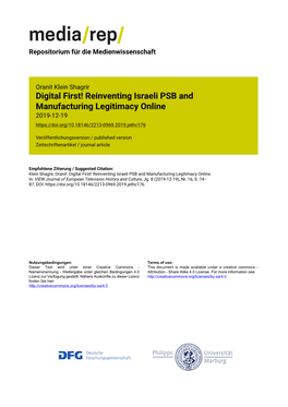 Reinventing Israeli PSB and Manufacturing Legitimacy Online 2019-12-19