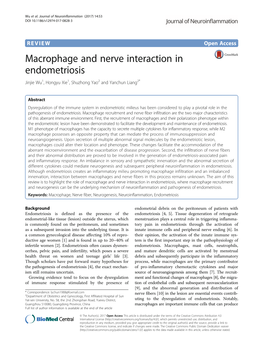 Macrophage and Nerve Interaction in Endometriosis Jinjie Wu1, Hongyu Xie1, Shuzhong Yao2 and Yanchun Liang2*