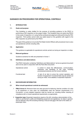 Guidance on Procedures for Operational Controls