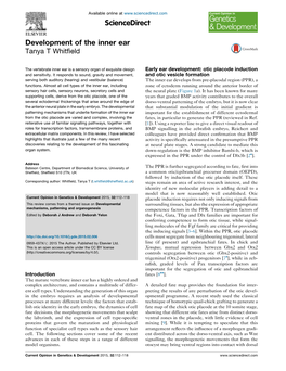 Development of the Inner Ear