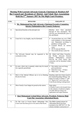 Meeting with Learned Advocate General, Chairman & Members KP