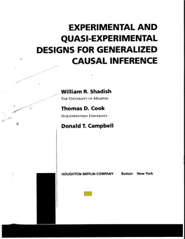 Experimental and Quasi-Experimental Designs for Generalized Causal