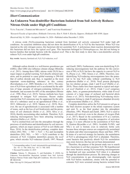 Short Communication an Unknown Non-Denitrifier Bacterium Isolated