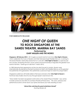 One Night of Queen to Rock Singapore at the Sands Theater Marina Bay Sands