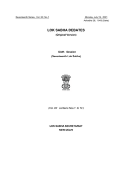 LOK SABHA DEBATES (Original Version)