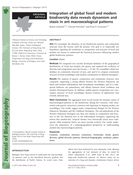 Integration of Global Fossil and Modern Biodiversity Data Reveals Dynamism and Stasis In