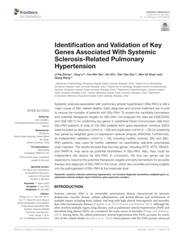 Identification and Validation of Key Genes Associated with Systemic Sclerosis-Related Pulmonary Hypertension