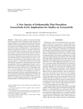 A New Species of Orthonectida That Parasitizes Xenoturbella Bocki: Implications for Studies on Xenoturbella