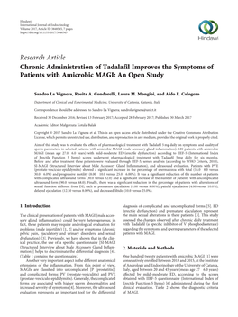 Chronic Administration of Tadalafil Improves the Symptoms of Patients with Amicrobic MAGI: an Open Study