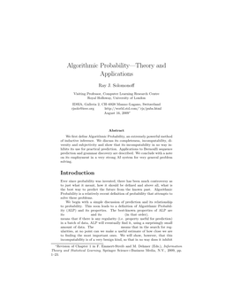 Algorithmic Probability—Theory and Applications