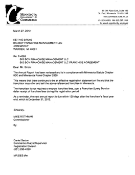 Big Boy Franchise Disclosure Document 2012