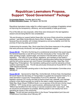 Good Government” Package
