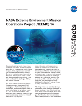 Get the Facts: Download the NEEMO 14 Factsheet (388 KB PDF)