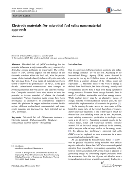 Electrode Materials for Microbial Fuel Cells: Nanomaterial Approach