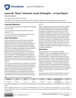 Leave No “Stone” Unturned: Acute Cholangitis – a Case Report