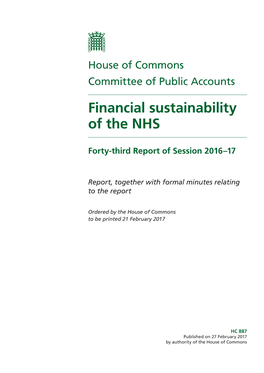 Financial Sustainability of the NHS