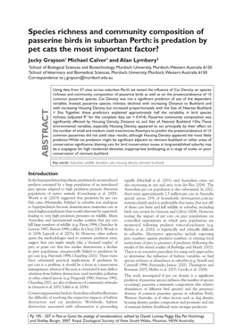 Species Richness and Community Composition of Passerine Birds In