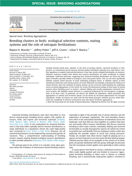 Breeding Clusters in Birds: Ecological Selective Contexts, Mating Systems and the Role of Extrapair Fertilizations