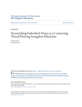 Dance As a Connecting Thread Weaving Senegalese Ethnicities Rachel Ulrich SIT Study Abroad