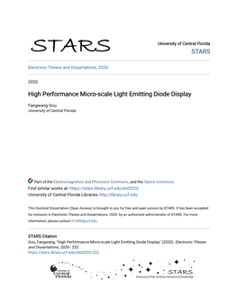 High Performance Micro-Scale Light Emitting Diode Display