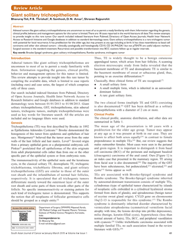 Review Article Giant Solitary Trichoepithelioma Bhavuray Teli, P