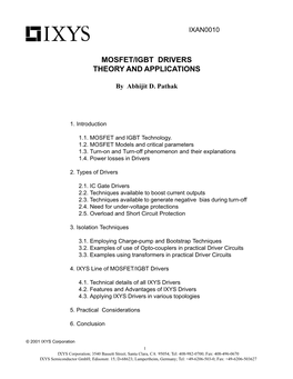 Mosfet/Igbt Drivers Theory and Applications