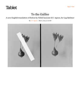 To the Galilee a New English Translation of Fiction by Nobel Laureate S.Y
