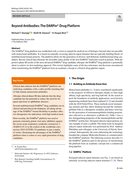 Beyond Antibodies: the Darpin® Drug Platform