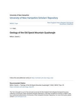 Geology of the Old Speck Mountain Quadrangle