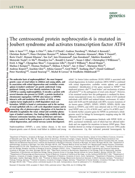 The Centrosomal Protein Nephrocystin-6 Is Mutated in Joubert Syndrome and Activates Transcription Factor ATF4